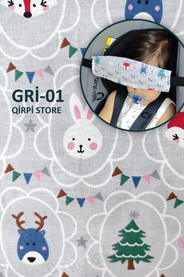 Digoo Gri %100 Pamuk Araç Koltuğu Baş Desteği Sabitleme