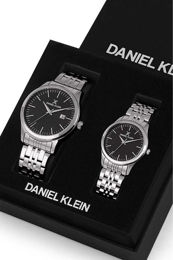 Daniel Klein-Steel Bracelet Black Dial Metalic Lover Wristwatch Set in Special Box 1