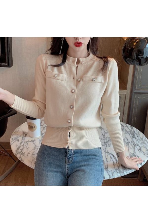 Choice Knitted Cardigan Sweater Fashion Women Autumn Long Sleeve Short Coat Korean Single Breasted Slim Trendyol