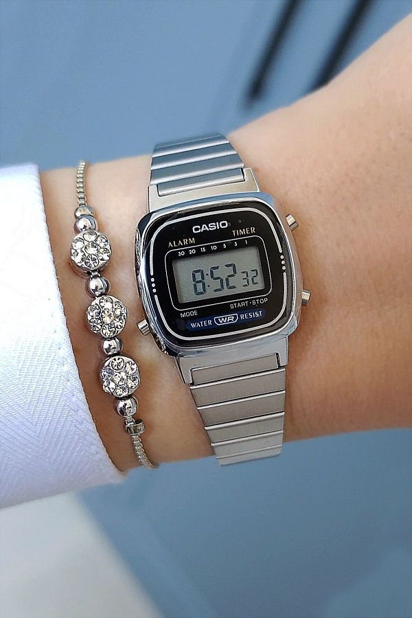 Casio Retro Digital Women s Wristwatch Steel Bracelet and Zircon Stone Bracelet Gift Trendyol