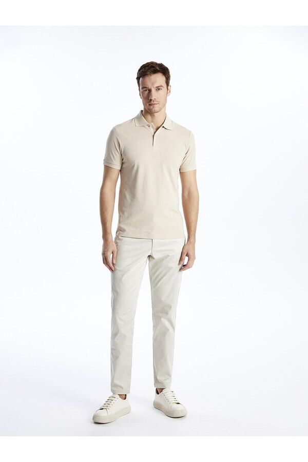 LC Waikiki-Ανδρικό παντελόνι Chino LCWAIKIKI Classic ανοιχτό μπεζ στενή εφαρμογή Gabardine 1