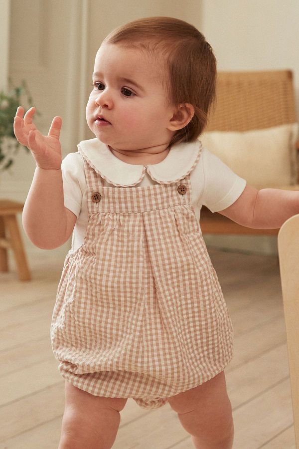 Next Baby-بدلة قطعة واحدة من القطن الذكي - مجموعة سالوبيت من القماش القطني 1