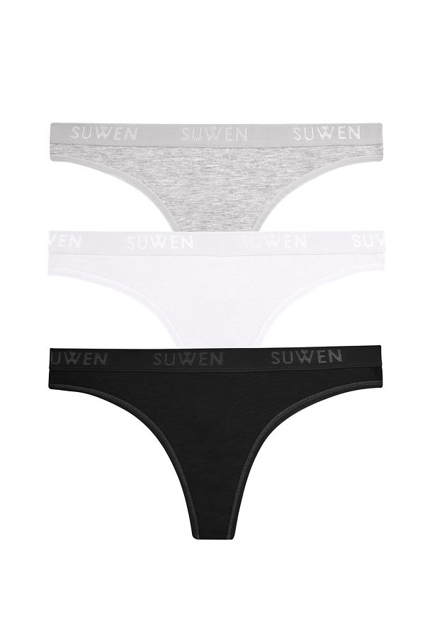 SUWEN-Cotton 3-Piece String Panties Set 1