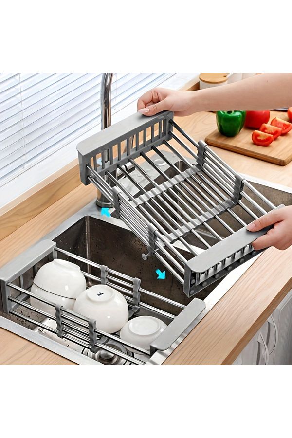 Telescopic kitchen sink rack hot sale
