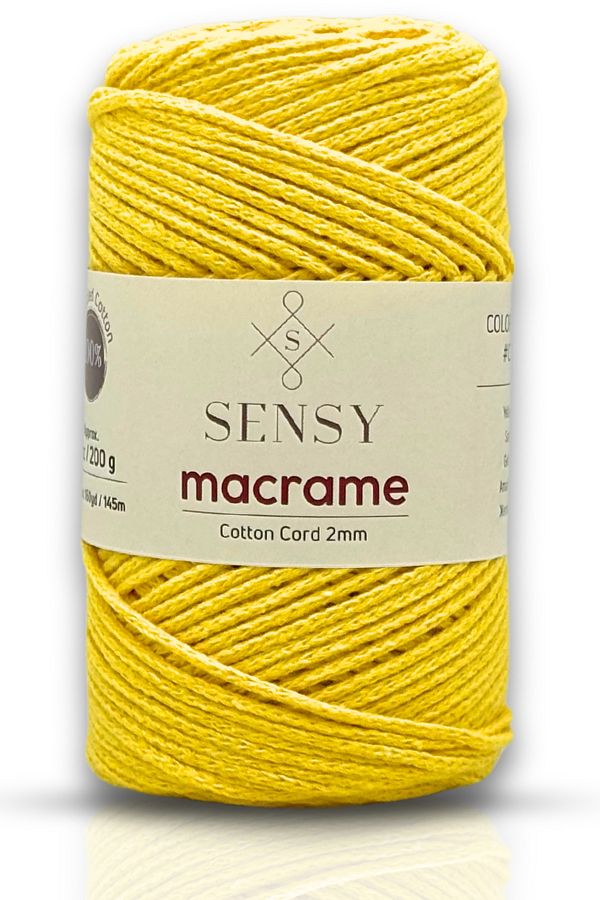 SENSY-Yellow 2mm Koton Cotton Macrame Bag - String Plug and String Koton String 1