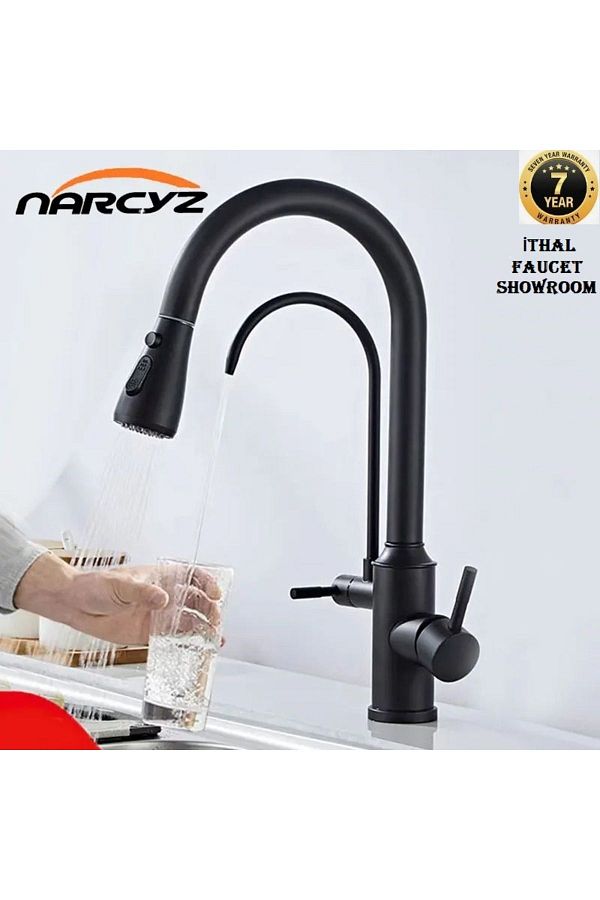 OEM-Black Spiral Fountain Kitchen Sink Faucet - Dual Flow Water Purification Outlet 1