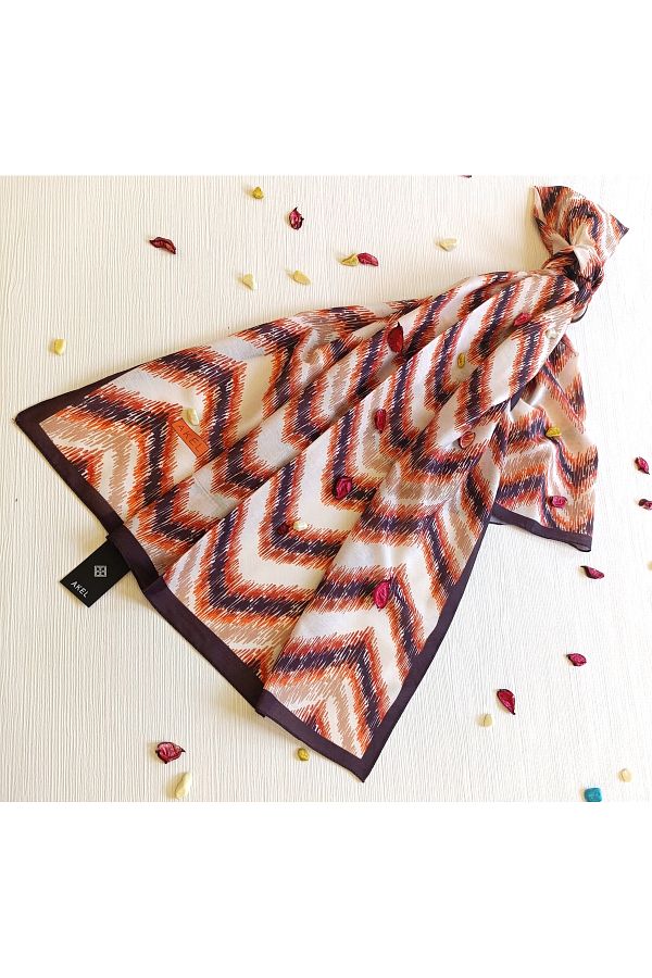 Akel-Pyramid Patterned Cotton Shawl - Size 75x185 1