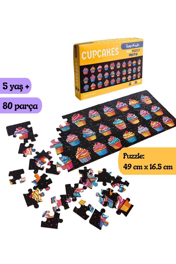 DoerKids Cupcakes Midi Puzzle | 4-9 Yaş 80 Parça