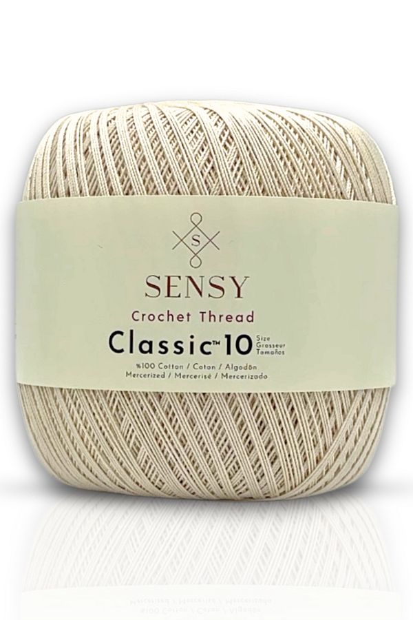 SENSY-100% Μαλλί Mercerized - Κλασικό 10 Βελονάκι Υφαντής, Νήμα Δαντέλας, Γκίζα Αιγυπτιακό Βαμβάκι Εκρού 1