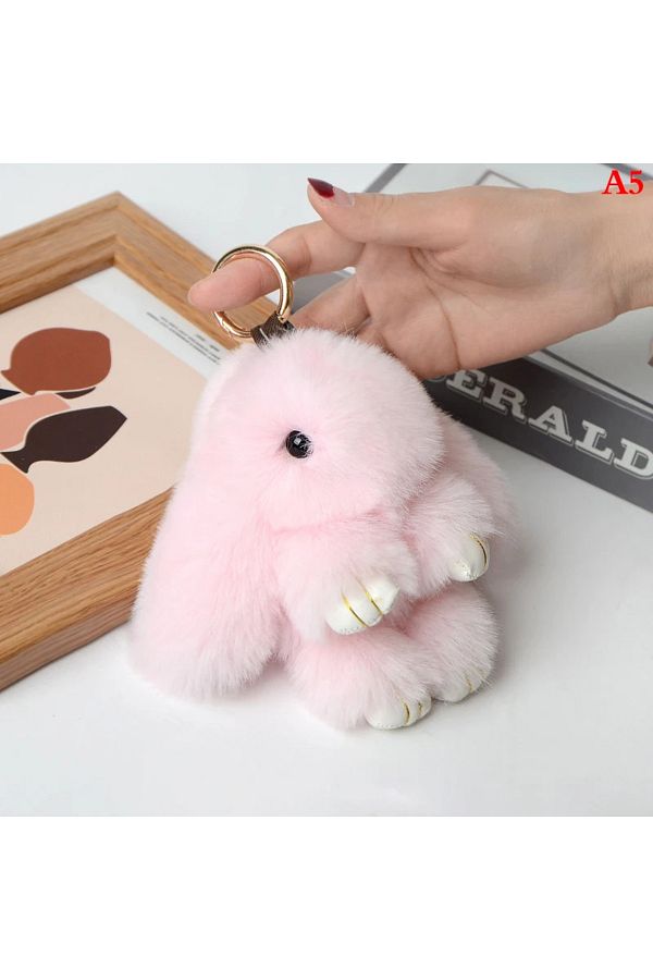 NB market 15 cm Fluffy Furry Rabbit Plush Keychain 1 Piece Trendyol
