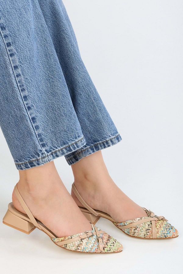 Shoeberry-Ciao Bunte Ballerinas mit Gürtelschnalle aus Stroh für Damen 1