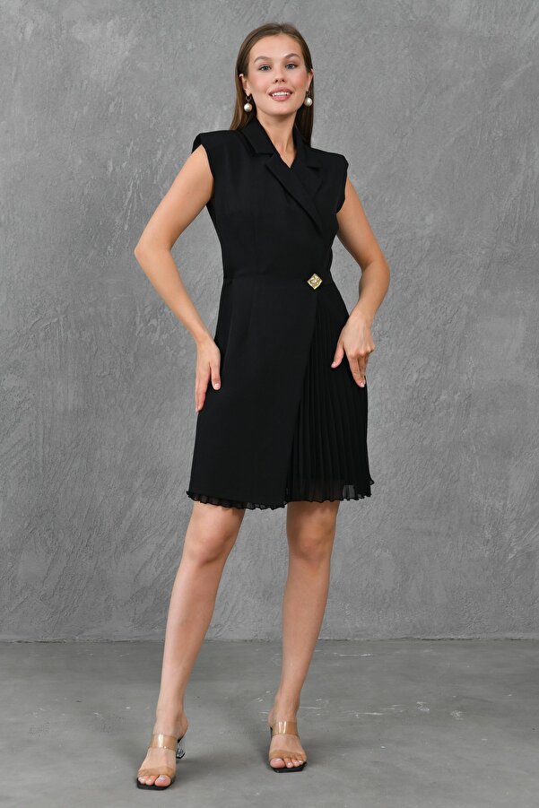 WOMAN VISION Women's Skirt Pleated Double Breasted Jacket Lapel - Main Image