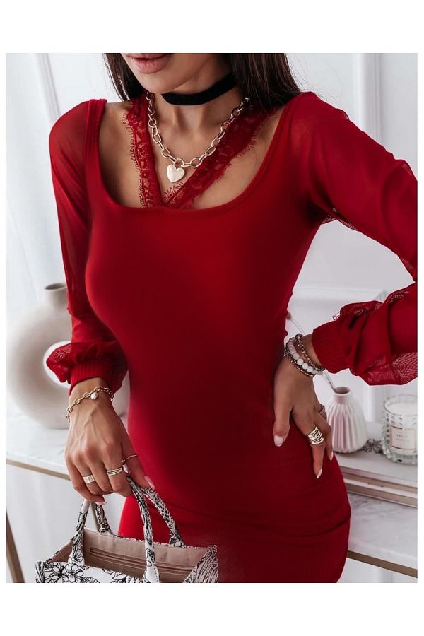 modaserdem Long Sleeve Lace Low cut Camisole Women s Dress Trendyol