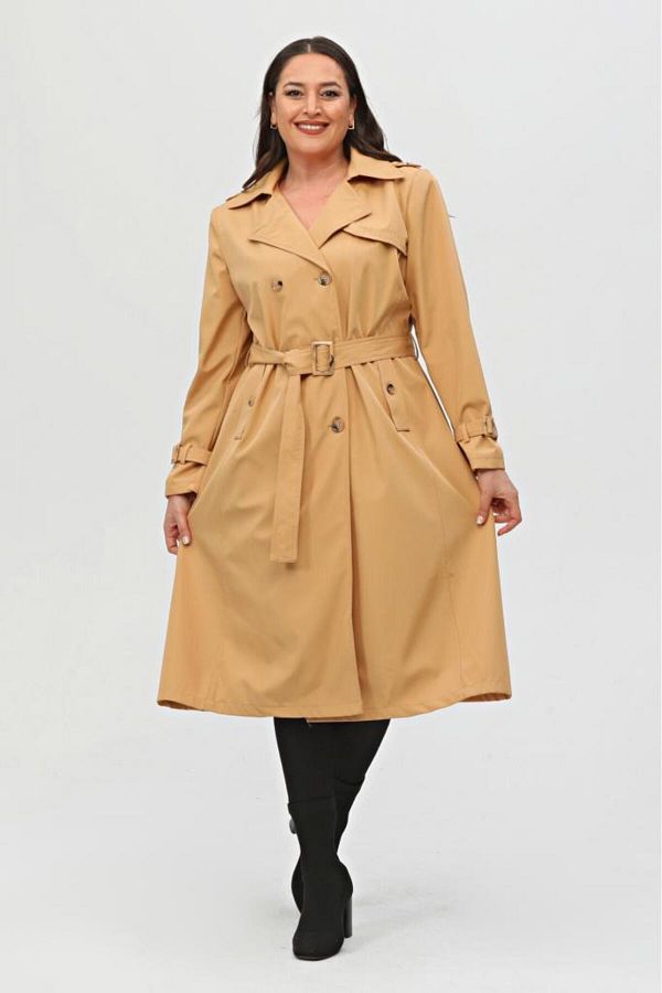 Jamila Long Plus Size Women s Lined Trench Coat Trendyol