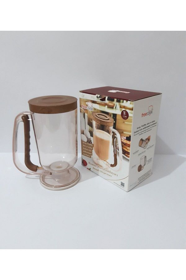 renkli çiçekler-Dough Dispenser with Wooden Lid and Mechanism for Pancakes, Waffles, Cakes and More 1