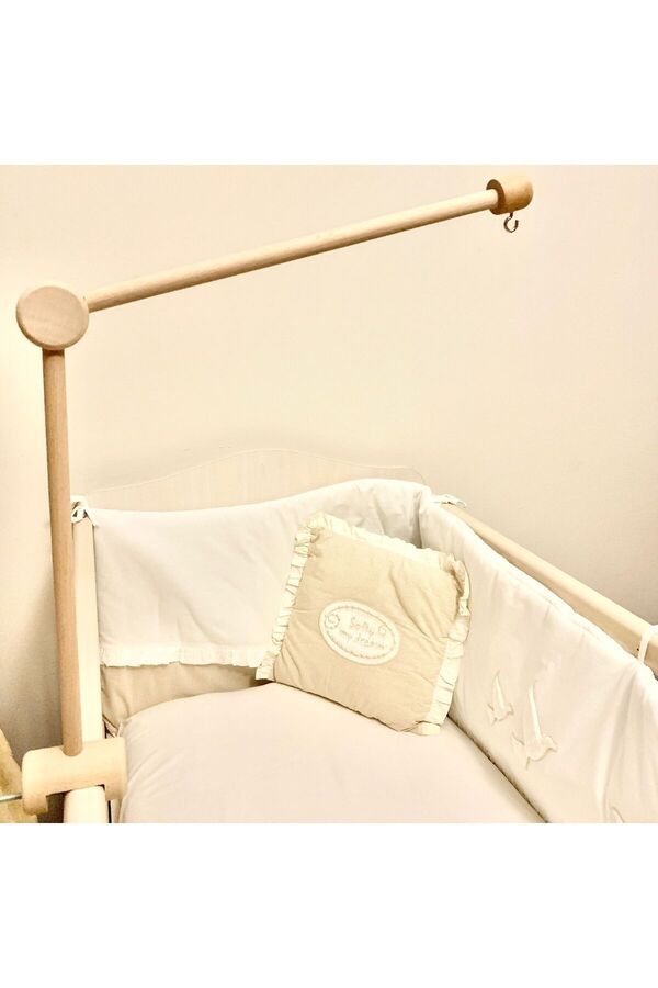 pikukid Ahşap Dönence Askısı Doğal Renk,montessori Mobil Beşik Askısı, Ayarlanabilir Dönence Askısı