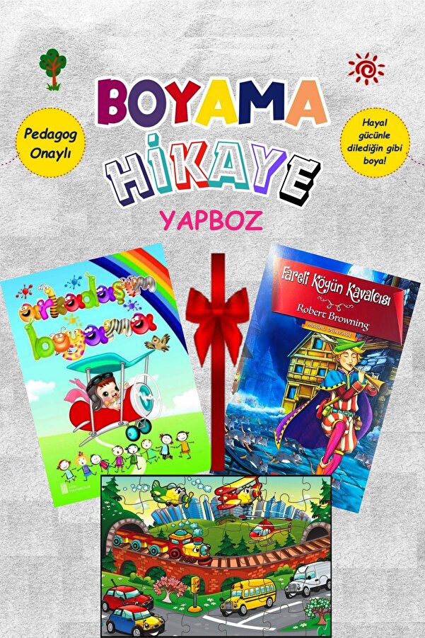 Ata Yayıncılık Çocuklar Için Karma Boyama Kitabı Hikaye Yapboz Seti