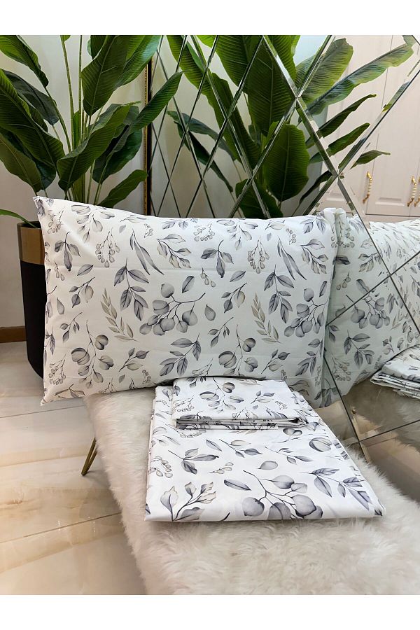 micoton-Double Patterned Cotton 100% Elasticless Sheet and Pillow Set 1