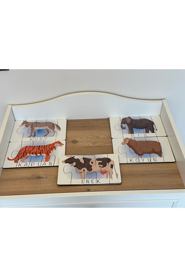 Bellacasa Hayvanlar Öğrenme Eşleme Puzzle Kartı, Puzzle Eğitici Oyuncak, Montessori Eğitim Oyuncak, Motor Zeka