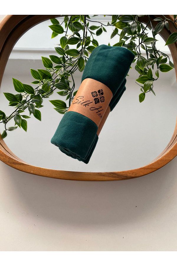 Silk Home-Şal verde din bumbac pieptănat 1