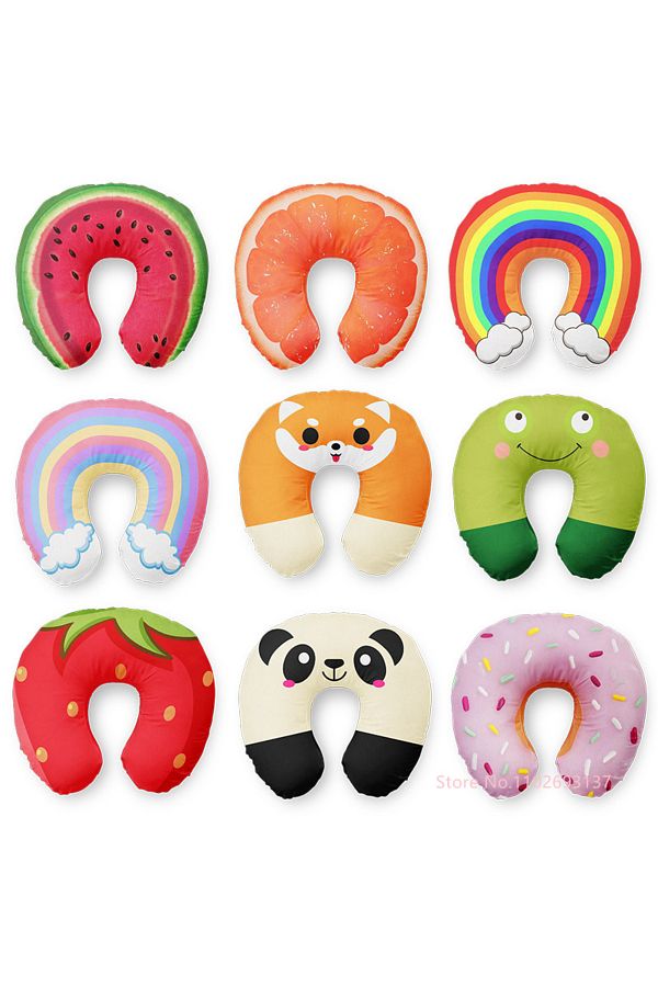 Choice Cute Cartoon INS Style Travel Neck Pillow U Shaped Panda Rainbow Cloud Fruit Inflatable Cushion F. Trendyol