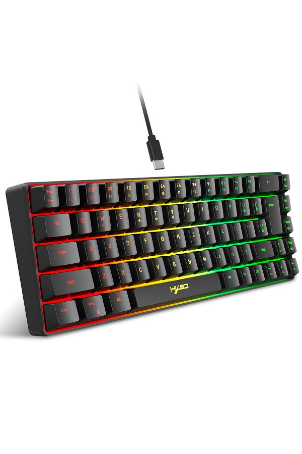Choice-HXSJ V200 Wired K68 RGB Streamer Mini Gaming Keyboard 19-Key Conflict-Free Membrane Keyboard but ... 1