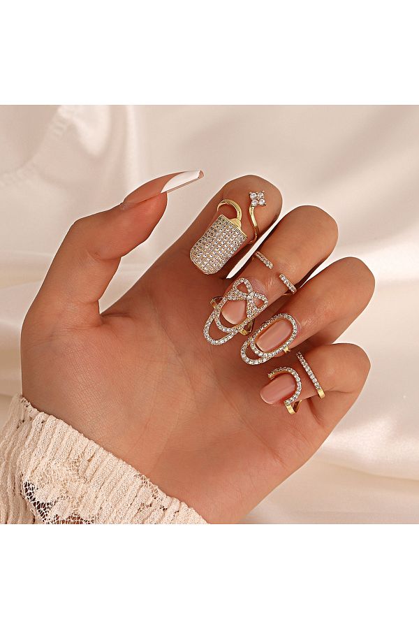 Choice Geometric Open Adjustable Nail Ring Korean Fashion Rhinestones Fingertip Rings For Women Girls Ne. Trendyol