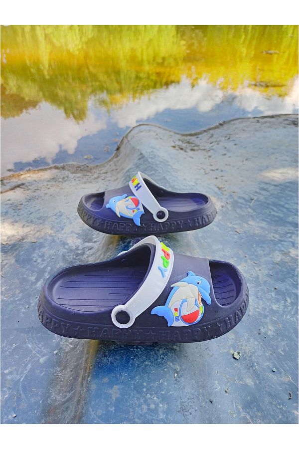 Boy slippers with rubber sole sales