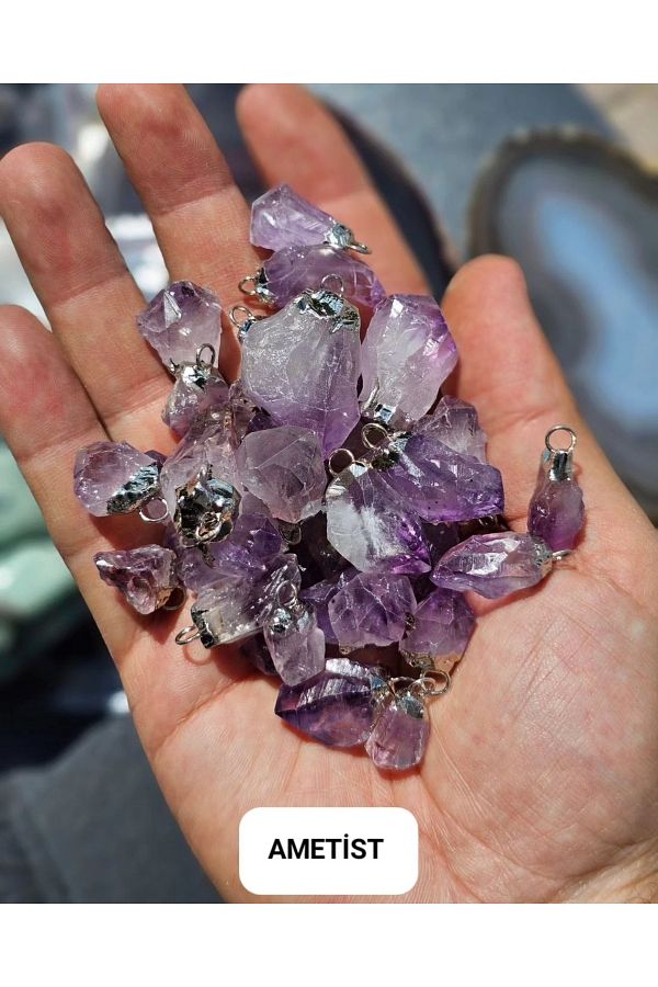 Alt nsoy collection Natural Genuine Amethyst Pendant 1 Piece Trendyol