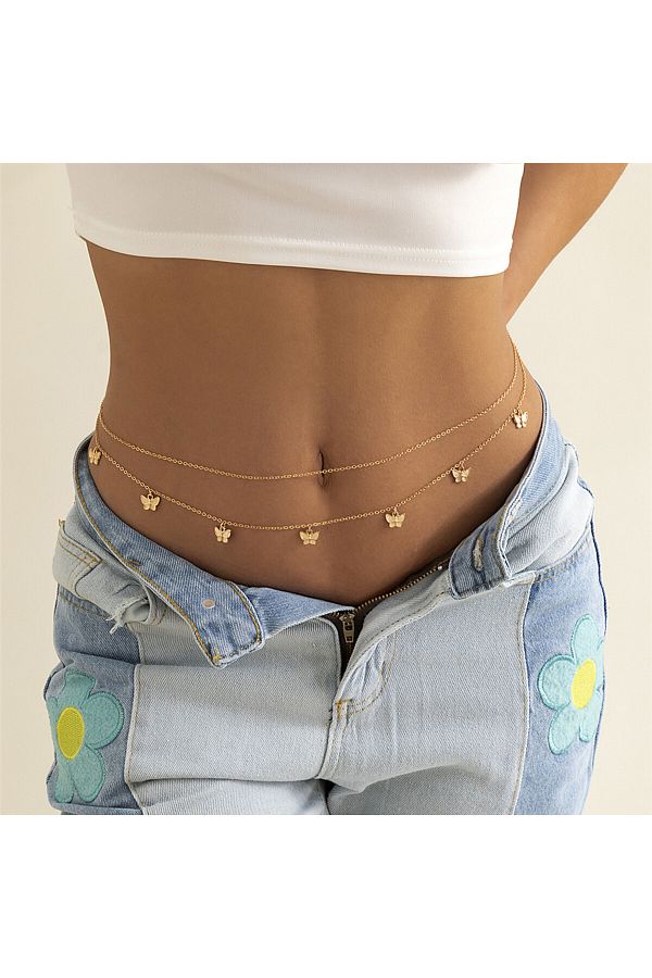 Choice Fashion Sweet Waist Chain Simple Sexy Creative Beaded Thin Butterfly Belly Chain for Women Beach Trendyol