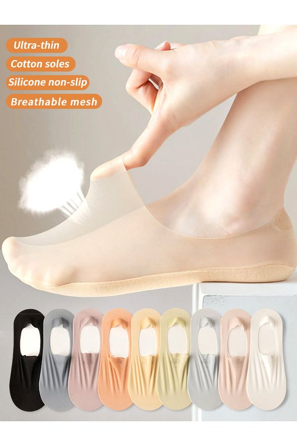 Choice 5 Pairs Summer Ultra thin Invisible Low Cut Socks Silicone Anti slip Mesh No Show Socks Cotton Ic. Trendyol