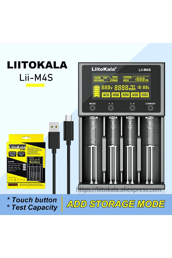 liitokala-Lii-M4S 18650 LCD Multifunctional Battery Charger For 3.7V 1.2V 26650 21700 14500 18350... 1