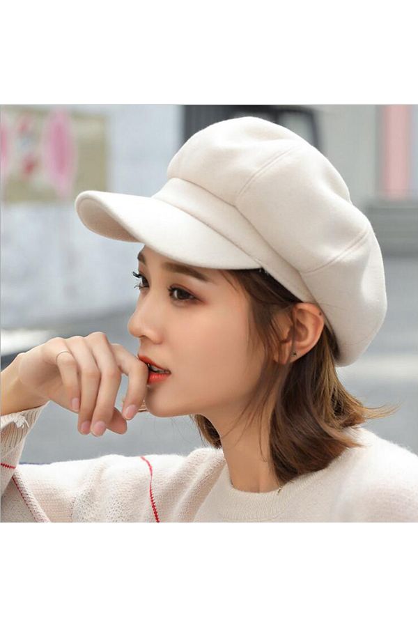 Choice Autumn Winter Hats for Women Solid Plain Octagonal Newsboy Cap Men Ladies Casual Wool Hat Winter Trendyol