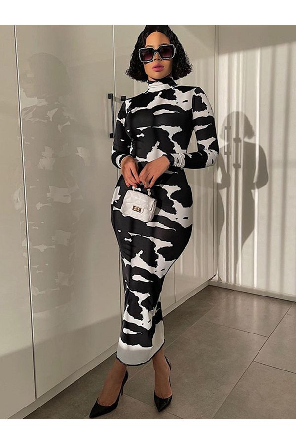 Cow print turtleneck shop