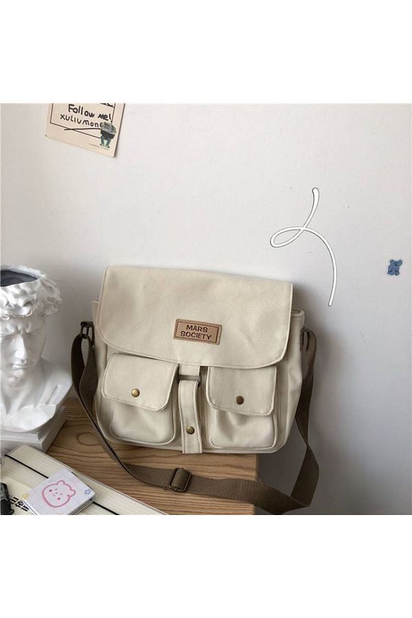 Choice Top Canvas Bag Youth Ladies Messenger Bag Female Students Handbags Shoulder Bag Solid Color Lette. Trendyol