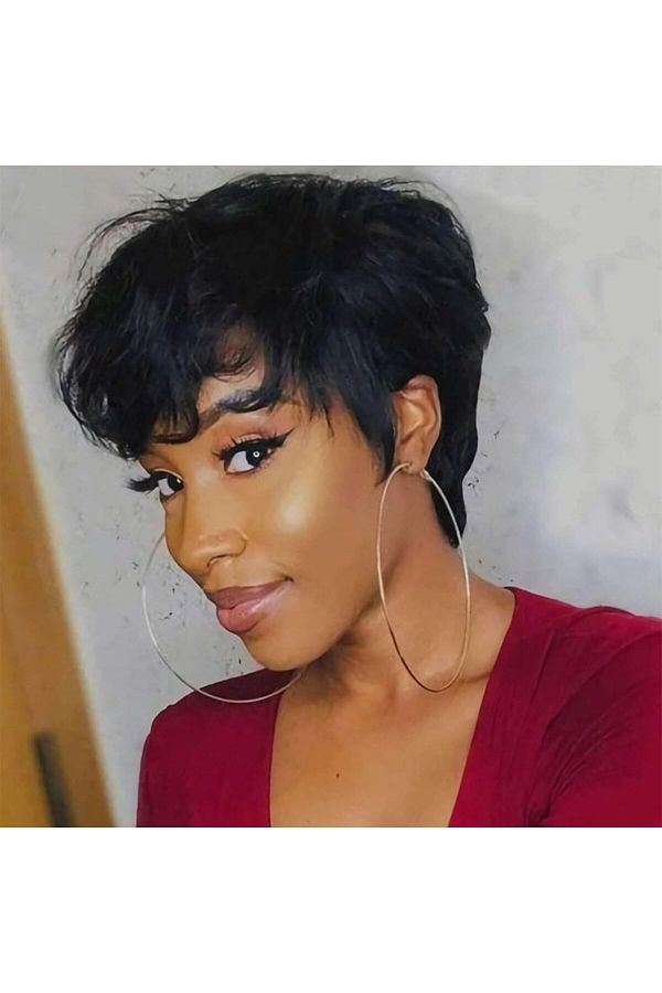 Choice ixie Cut Wigs for Black Women Human Hair Short Bob Wig Human Hair Wigs with Bangs Layered Style B. Trendyol