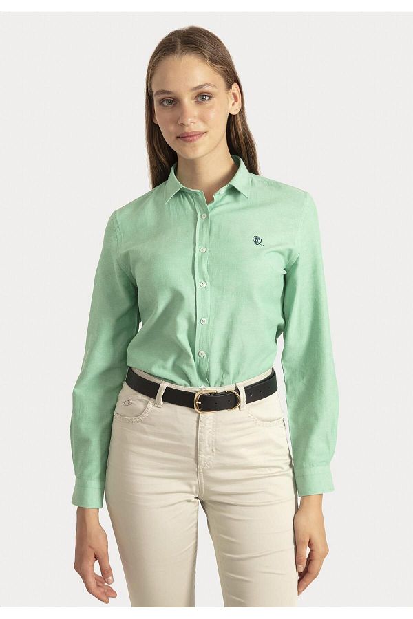 SIR RAYMOND TAILOR GOLF CLUB 1877 Si7409958 Women s Light Green Oxford Washable Custom Fit Comfortable Fit Shirt Trendyol