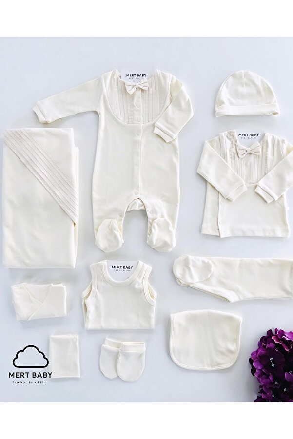 Mert Baby Enzo Natural 10'lu Organik Hastane Çıkış Seti %100 Pamuk Yenidoğan Kız Bebek