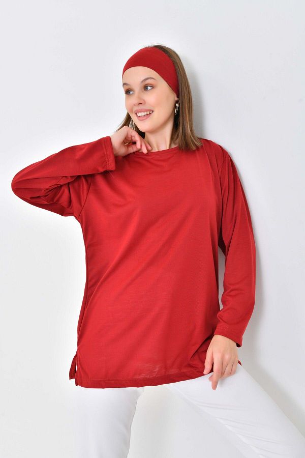 mirach 2 Piece Cotton Combed Tunic and Blouse T Shirt Bandana Set Long Sleeve Sweat Proof Thin Trendyol