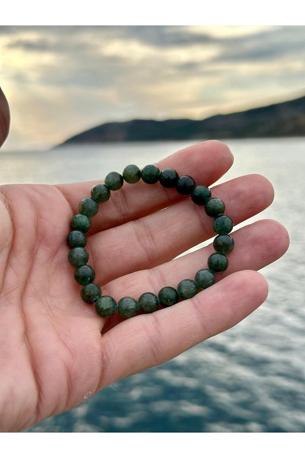 Gokceada 8 Mm Green Apatite Bracelet for Men and Women Natural Stone AA Quality Trendyol