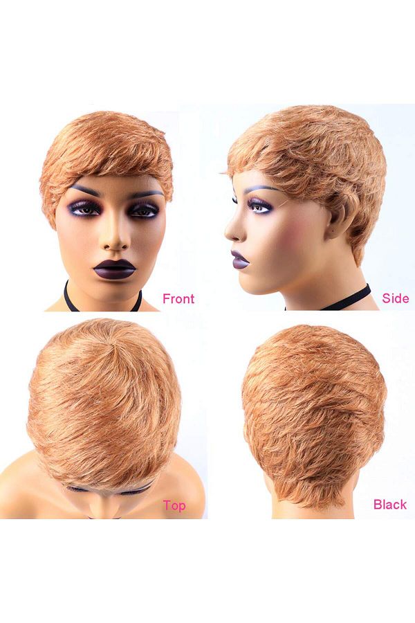 Choice Short Straight Human Hair Wigs Natural Color Brazilian Remy Hair Pixie Cut Wig Cheap Human Hair W. Trendyol