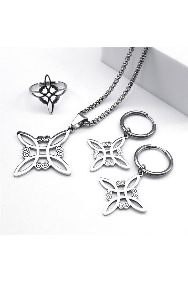 Choice Stainless Steel Jewelry Set Witchcraft Witch Celtic Irish Knot Pendant Necklace Fashion Earring B. Trendyol