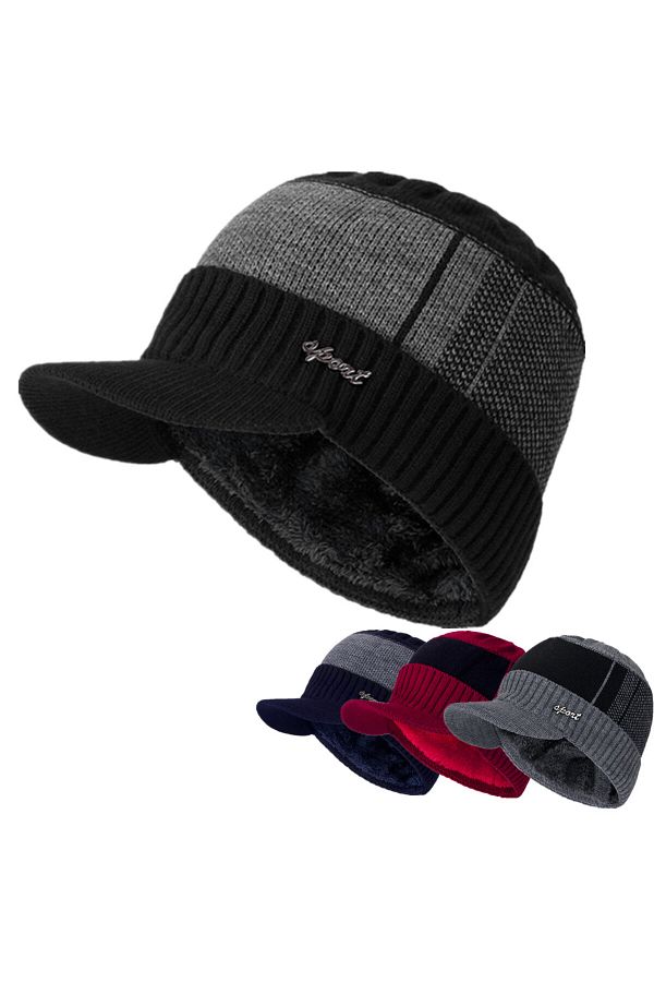Warm hat with brim on sale