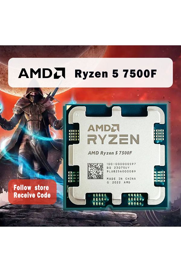 Amd-معالج وحدة المعالجة المركزية AMD Ryzen 5 7500F R5 7500F 3.7 جيجا هرتز 6-Core 12-Thread 5NM L3=32M 100-000000597 Soc... 1