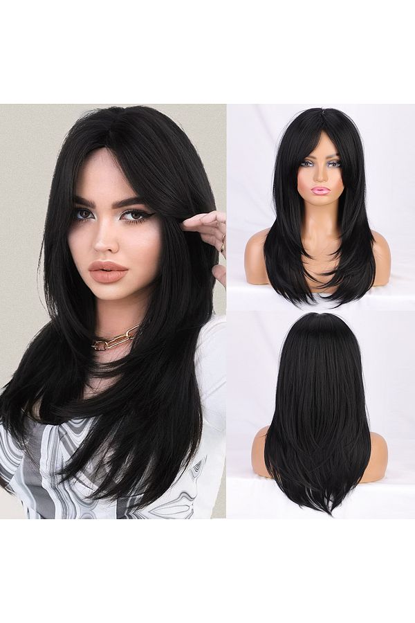 Black wig with side bangs shop