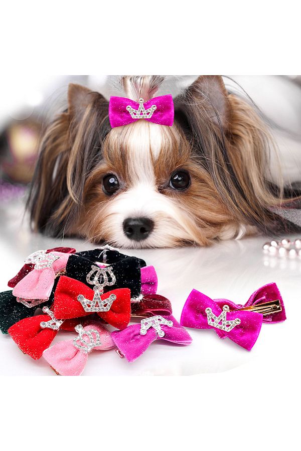 Choice 10PCS Glitter Dogs Bow Hairpin Puppy Crown Bow Clips for Dog Queen Cat Dog Hair Clip Dog Hair Acc. Trendyol