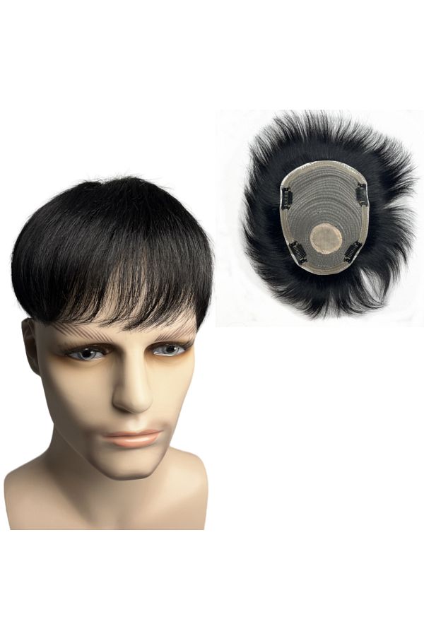 Choice 100 Natural Human Hair Toupee with 4 Clips on Short Hair Replacement System Prosthetic Men s Wig. Trendyol
