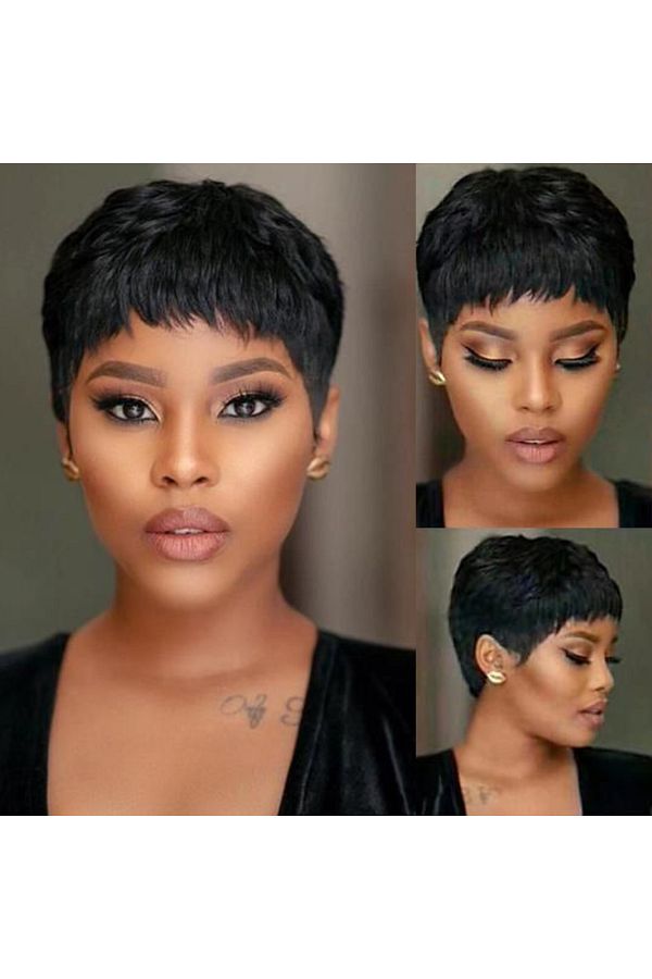 Choice Short Bob Wig Straight Human Hair Wigs With Bangs Non Lace Front Wigs For Women Pixie Cut Wig Nat. Trendyol