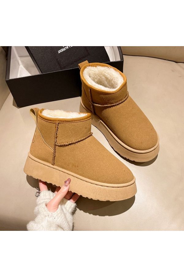 Choice Winter Women Short Plush Warm Snow Boots Casual Shoes New Suede Fur Chelsea Ankle Boots Flats Pl. Trendyol