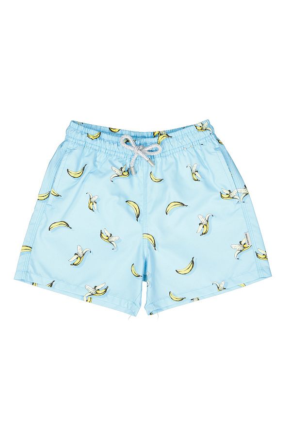 John Frank Boy s Blue Banana Printed Swim Shorts Trendyol